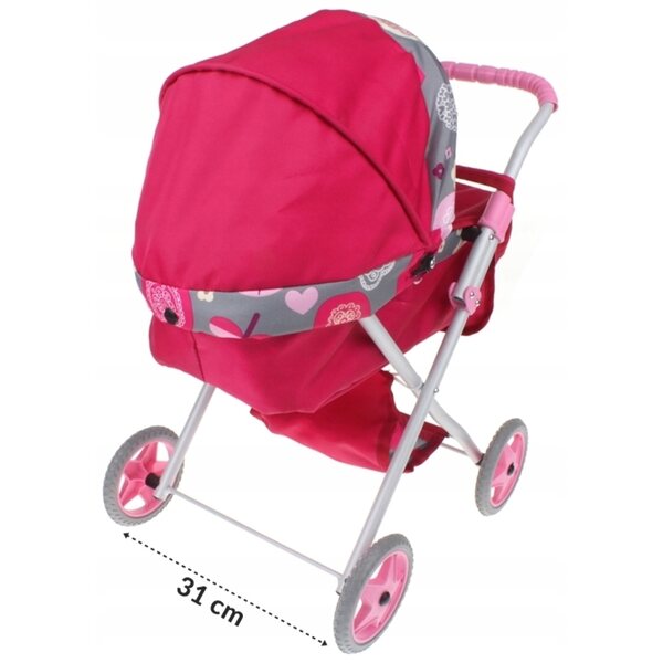 Passeggino Profondo per Bambole Nobo Kids con Telaio in Metallo e Ruote Silenziose