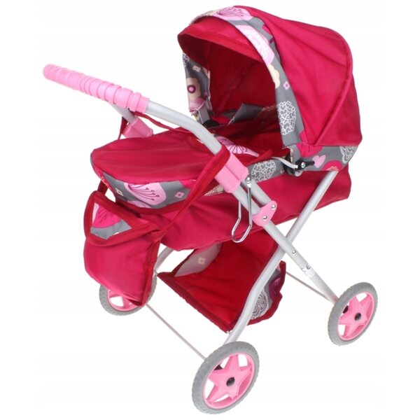 Passeggino Profondo per Bambole Nobo Kids con Telaio in Metallo e Ruote Silenziose