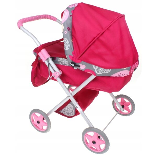 Passeggino Profondo per Bambole Nobo Kids con Telaio in Metallo e Ruote Silenziose