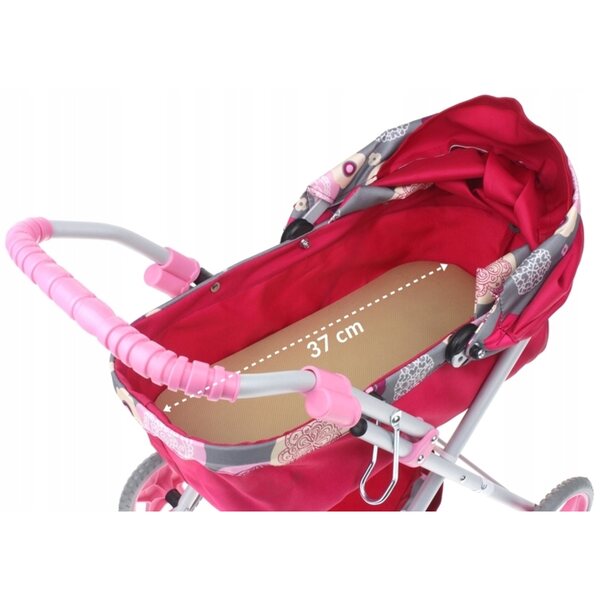 Passeggino Profondo per Bambole Nobo Kids con Telaio in Metallo e Ruote Silenziose