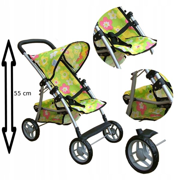 Leichter, faltbarer Doris-Puppenkinderwagen für Kinder ab 3 Jahren
