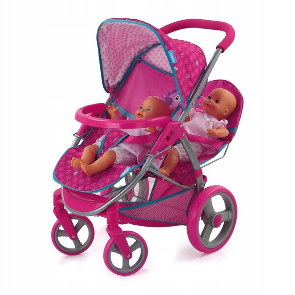 Hauck Malibu Duo Birdie Doppel-Puppenwagen mit 360° drehbaren Rädern
