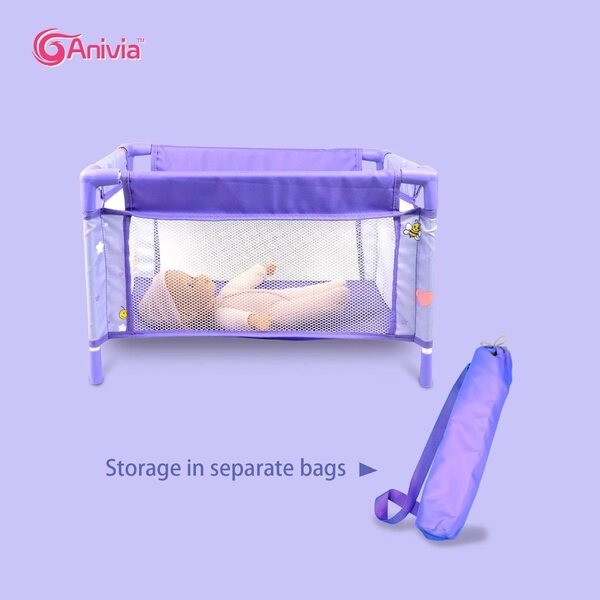 3 in 1 Set Anivia D500 Puppenwagen mit Bett und Zubehör