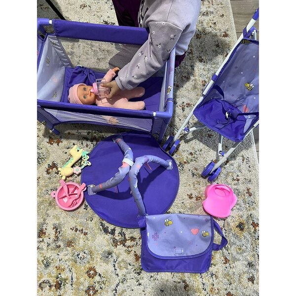 3 in 1 Set Anivia D500 Puppenwagen mit Bett und Zubehör