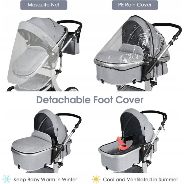 Spiele und Spaziergänge mit dem 2-in-1-Kinderwagen für Puppen, funktional und sicher