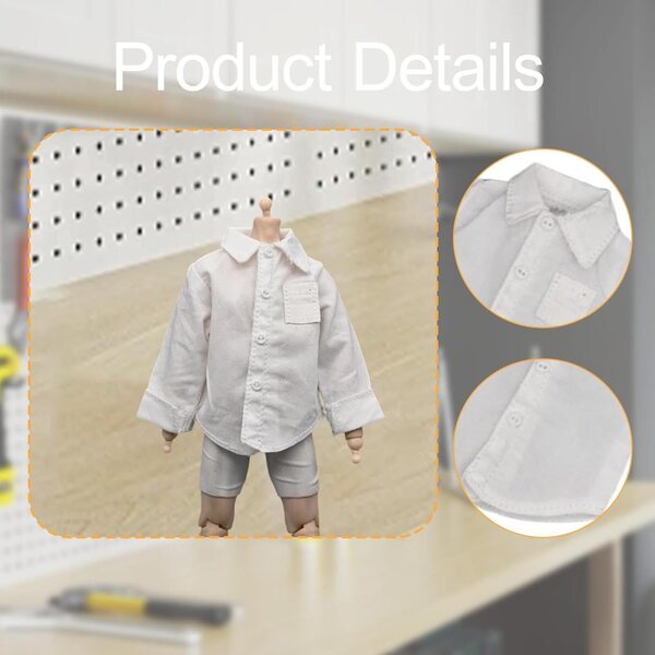 Camicia per Action Figure 6 Pollici 1/12 Hellery Abiti Realistici in Tessuto Bianco