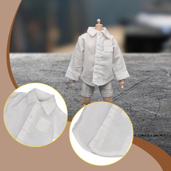 Camicia per Action Figure 6 Pollici 1/12 Hellery Abiti Realistici in Tessuto Bianco