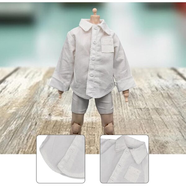 Camicia per Action Figure 6 Pollici 1/12 Hellery Abiti Realistici in Tessuto Bianco