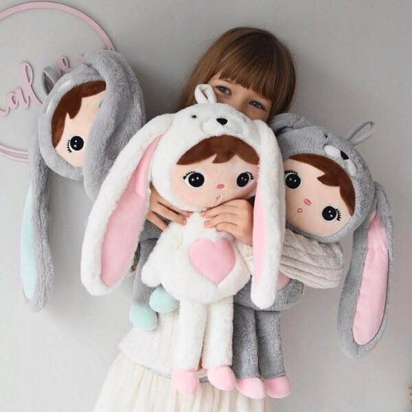 Metoo Kaninchen-Plüschtier in Grau und Mint, 50 cm, mit personalisiertem Namen