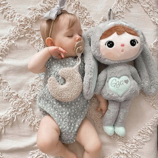 Metoo Kaninchen-Plüschtier in Grau und Mint, 50 cm, mit personalisiertem Namen