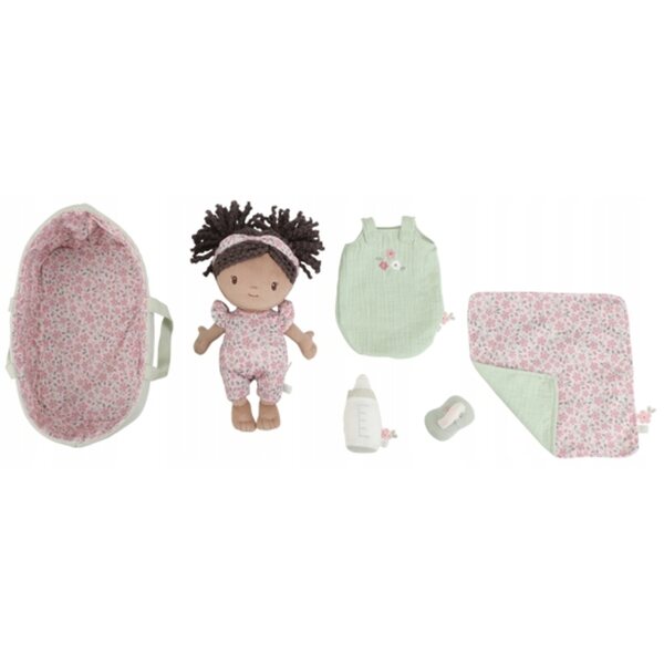 Little Dutch Baby Evi: Kuschelpuppe mit Zubehör und Babytrage für Kinder ab 1 Jahr