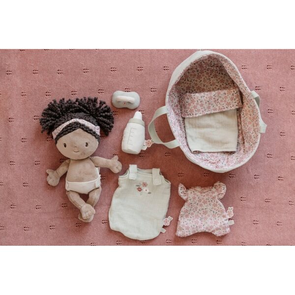 Little Dutch Baby Evi: Kuschelpuppe mit Zubehör und Babytrage für Kinder ab 1 Jahr