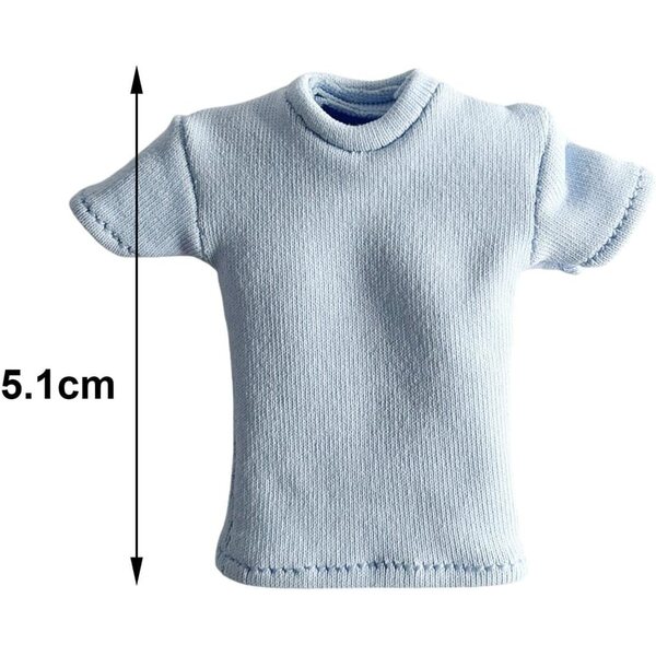 MagiDeal Damen-T-Shirt 1/12 aus Stoff für 6-Zoll-Puppen, blaues Kostümzubehör