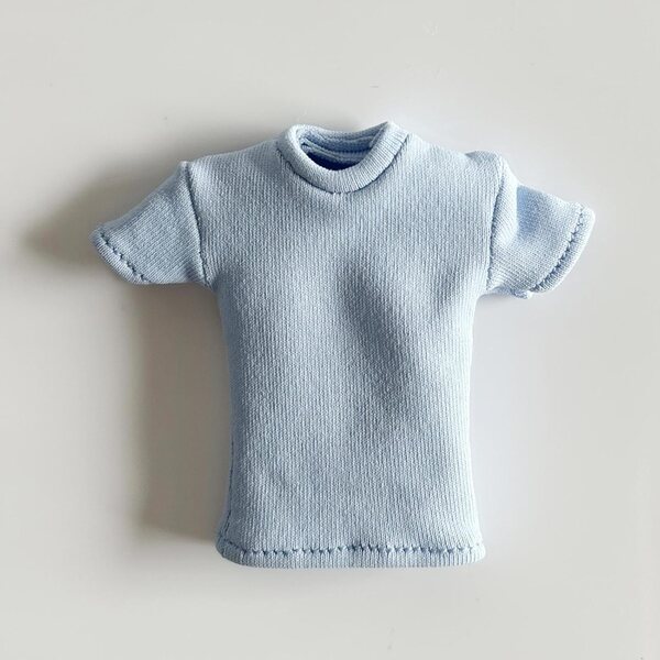 MagiDeal Damen-T-Shirt 1/12 aus Stoff für 6-Zoll-Puppen, blaues Kostümzubehör