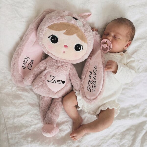 Coniglio Metoo Personalizzabile 50 cm - Morbido Peluche con Nome Bambino