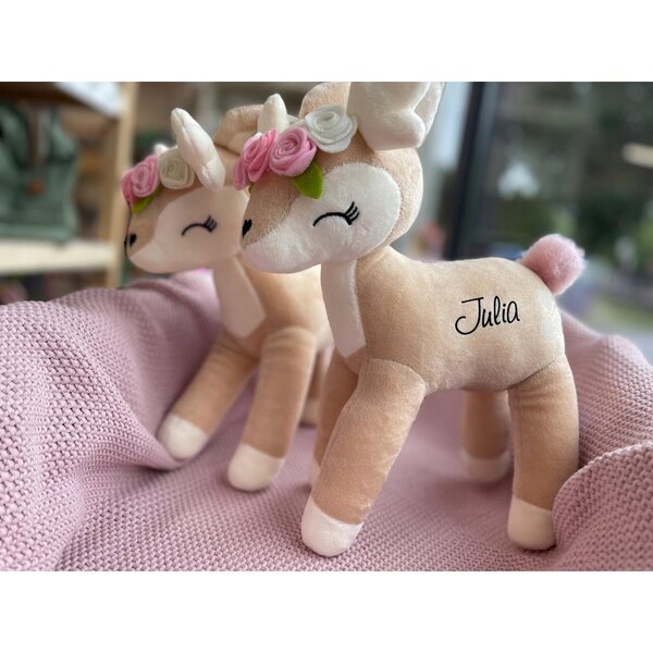 Bambola di pezza Melootka 30 cm, peluche cervo grigio personalizzato