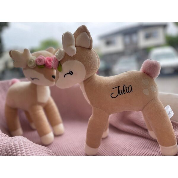 Bambola di pezza Melootka 30 cm, peluche cervo grigio personalizzato