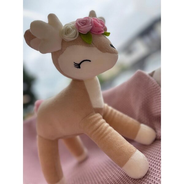 Bambola di pezza Melootka 30 cm, peluche cervo grigio personalizzato