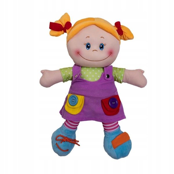 Askato 46 cm große Stoffpuppe in lila Kleid zum Erlernen der Unabhängigkeit