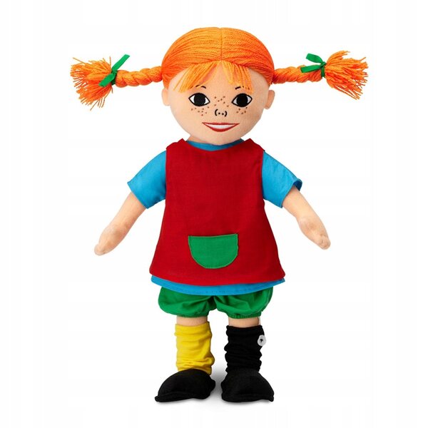 Lalkeletta morbida Pippi Calzelunghe 40 cm, giocattolo lavabile per bambini
