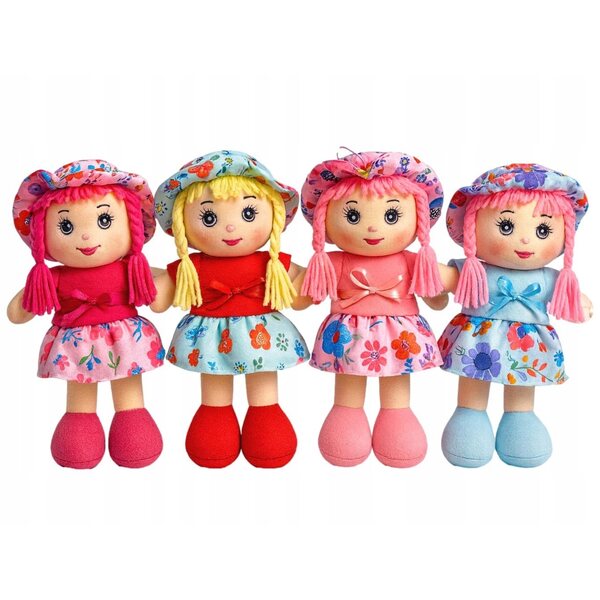 Bambola di stoffa 25 cm morbida e sicura per bambini da 3 anni in su