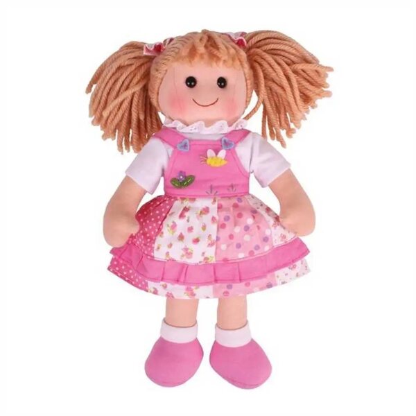 Bigjigs Toys Hayley Stoffpuppe 34 cm weiche und farbenfrohe Puppe für Kinder