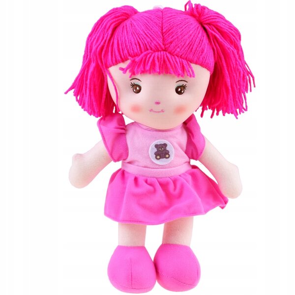 Zuzia Stoffpuppe 33 cm aus weichem Stoff mit rosa Kleid, ideal zum Umarmen