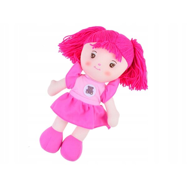 Zuzia Stoffpuppe 33 cm aus weichem Stoff mit rosa Kleid, ideal zum Umarmen