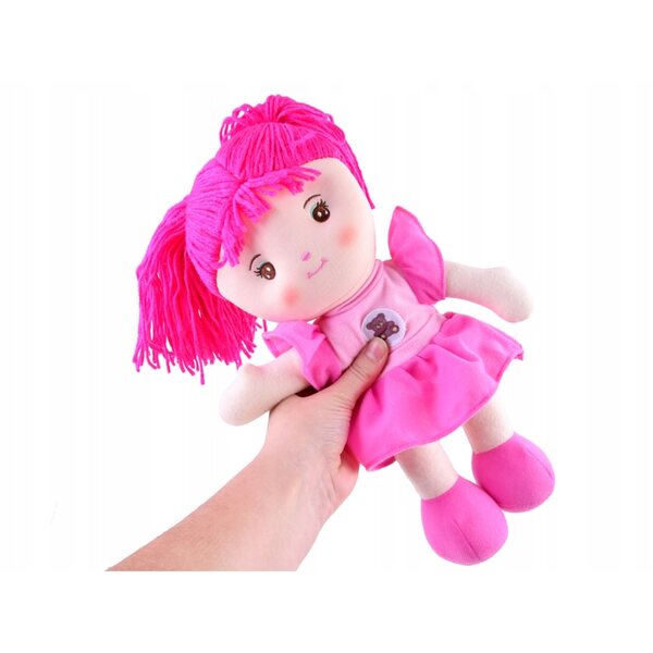 Zuzia Stoffpuppe 33 cm aus weichem Stoff mit rosa Kleid, ideal zum Umarmen
