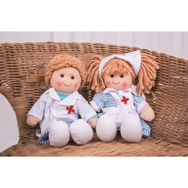 Bigjigs Toys Nancy die Krankenschwesterpuppe 28 cm aus weichem Stoff für Kinder