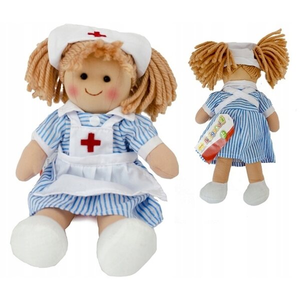 Bigjigs Toys Nancy die Krankenschwesterpuppe 28 cm aus weichem Stoff für Kinder