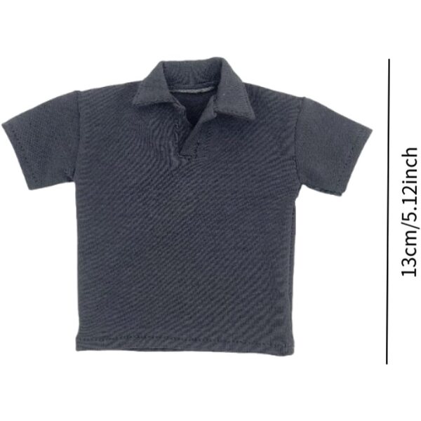 1/6 Herren-T-Shirt mit Bündchen aus widerstandsfähigem Stoff für 12-Zoll-Puppen, Dunkelgrau