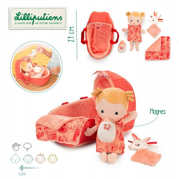 Lilliputiens Baby Doll Lena con Gondola per Bambini 12+ Mesi