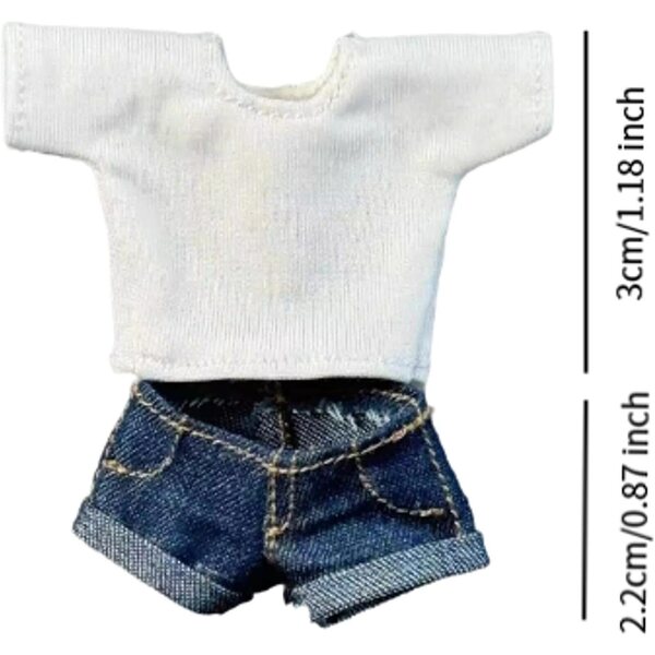 MagiDeal 1/12 Jeans-Shorts und lässiges Oberteil für 6-Zoll-Puppen, Retro-Mode-Outfit