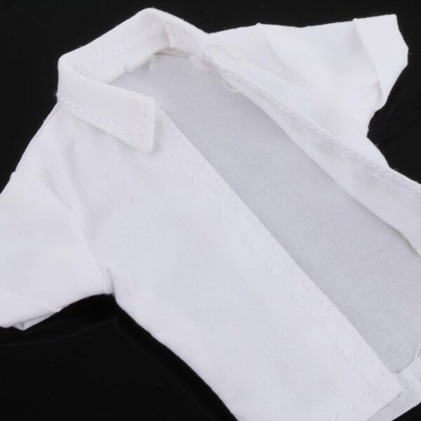 1/12 Kurzarmshirt für 6-Zoll-Puppen – Miniatur-T-Shirt aus weißem Stoff