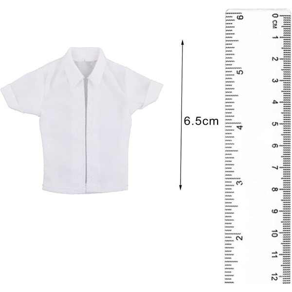 1/12 Kurzarmshirt für 6-Zoll-Puppen – Miniatur-T-Shirt aus weißem Stoff