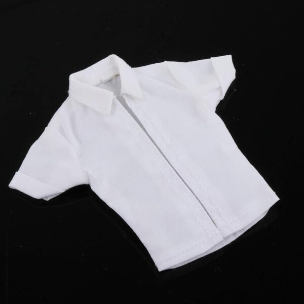 1/12 Kurzarmshirt für 6-Zoll-Puppen – Miniatur-T-Shirt aus weißem Stoff
