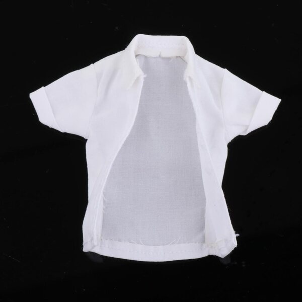 1/12 Kurzarmshirt für 6-Zoll-Puppen – Miniatur-T-Shirt aus weißem Stoff
