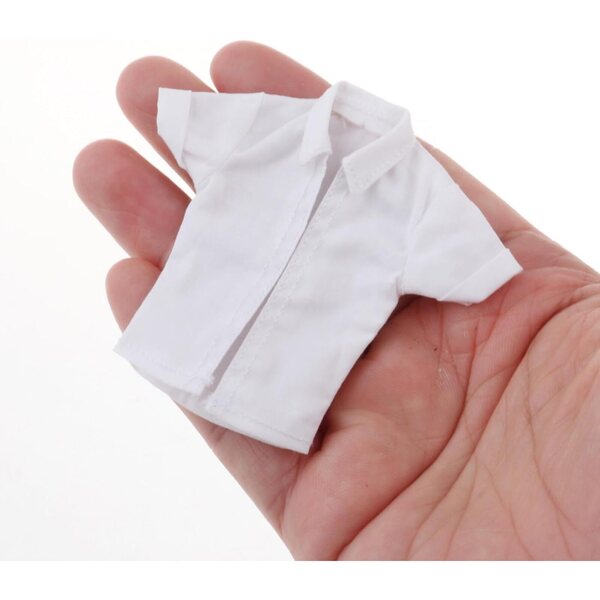 1/12 Kurzarmshirt für 6-Zoll-Puppen – Miniatur-T-Shirt aus weißem Stoff