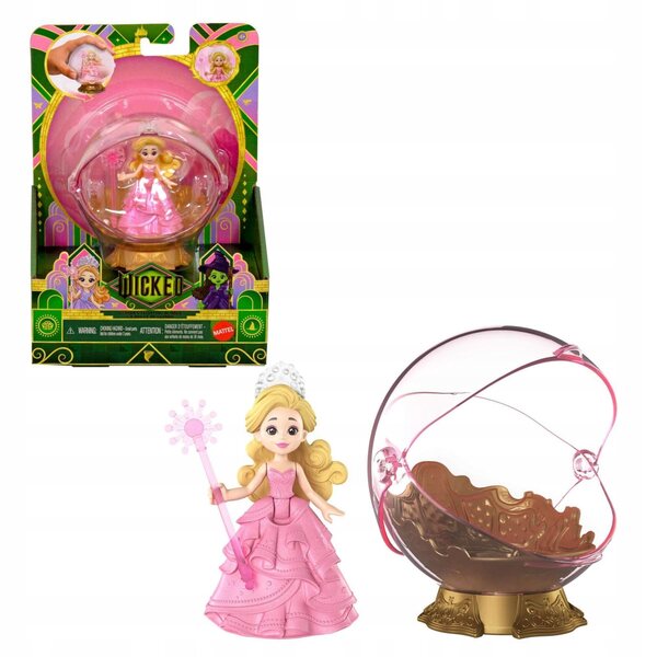 Mattel WICKED 2 – Mini-Fahrzeug und Glinda-Puppe in schwebender Blase für Kinder