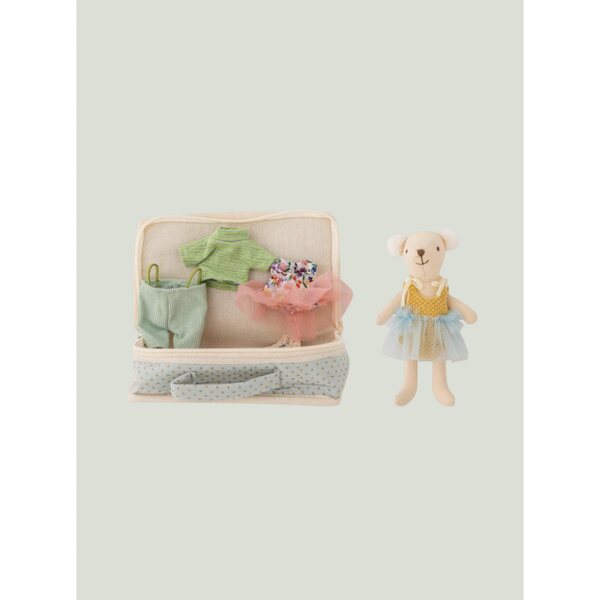 Lara bianca Bloomingville MINI bambola con valigetta e abiti extra 15 cm