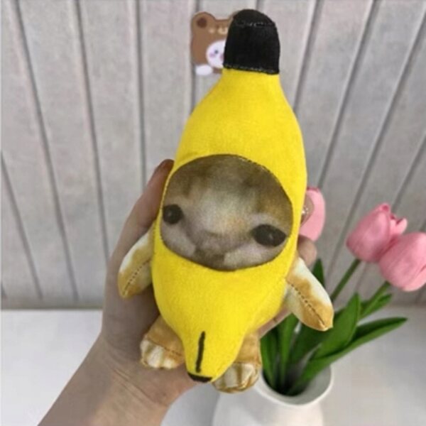 Portachiavi Pupazzo Morbido Gatto Banana Piangente 17 cm - Accessorio Unisex