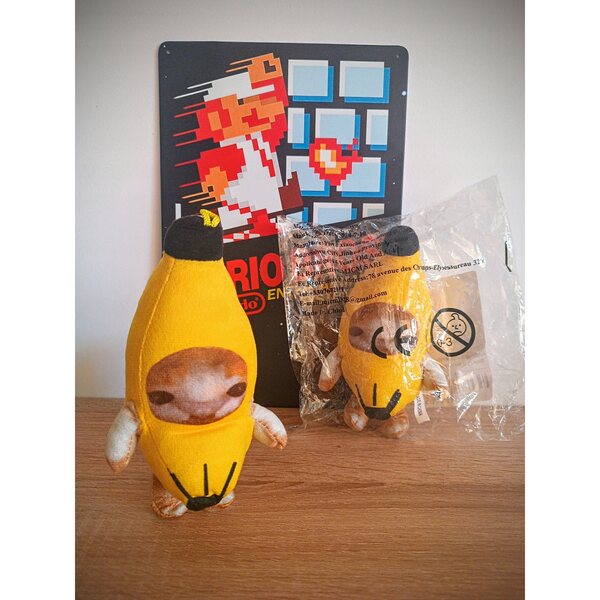 Portachiavi Pupazzo Morbido Gatto Banana Piangente 17 cm - Accessorio Unisex