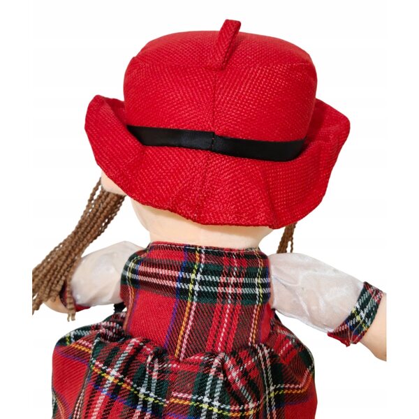 Bambola di pezza Lichengtai 45 cm con vestito e cappello, colore rosso, con difetto