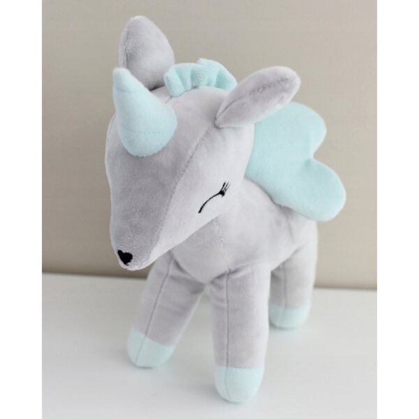 Einhorn Plüschtier L Grau und Mint personalisiert - Weiches Plüschtier für Kinder
