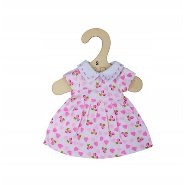 Bigjigs Toys Vestito Rosa con Cuori per Bambola 28 cm - Tessuto e Appendino