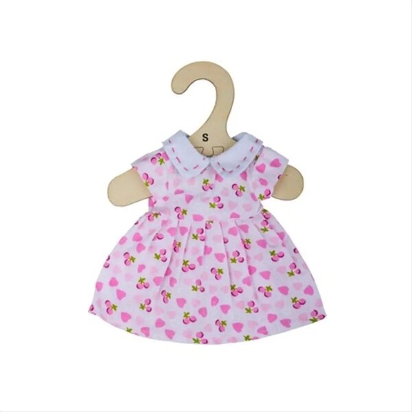 Bigjigs Toys Vestito Rosa con Cuori per Bambola 28 cm - Tessuto e Appendino