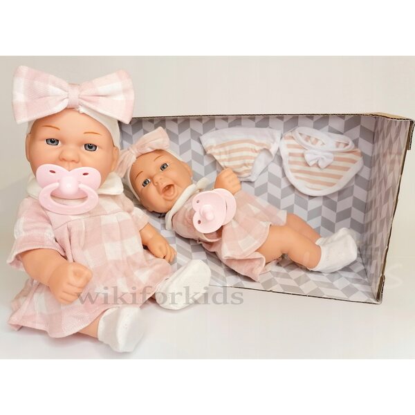 Laletta Bobas 30,5 cm con Smoczek e Abbigliamento Morbido Rosa e Bianco