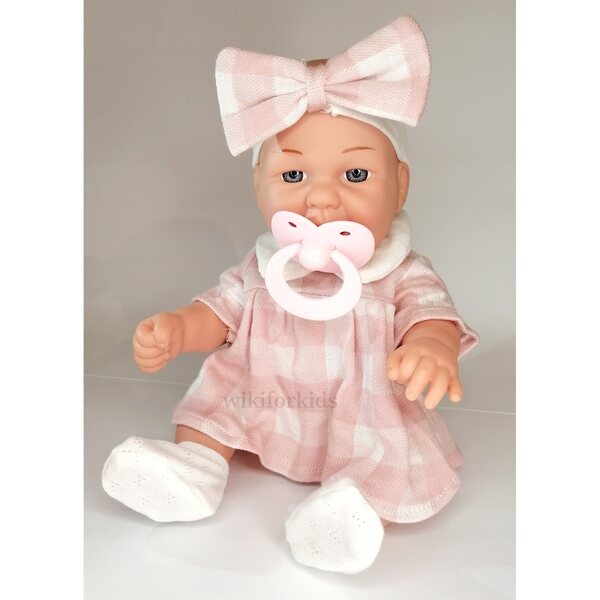 Laletta Bobas 30,5 cm con Smoczek e Abbigliamento Morbido Rosa e Bianco