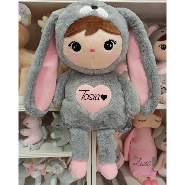 Metoo Grey Rabbit Rucksack mit individueller Gestaltung: weich und sicher für Kinder